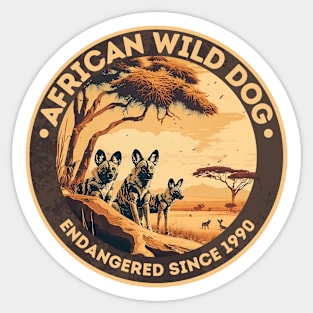 African Wild Dog Endangered Species Sticker